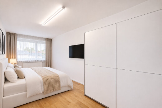 room / bedroom with light wood-type flooring