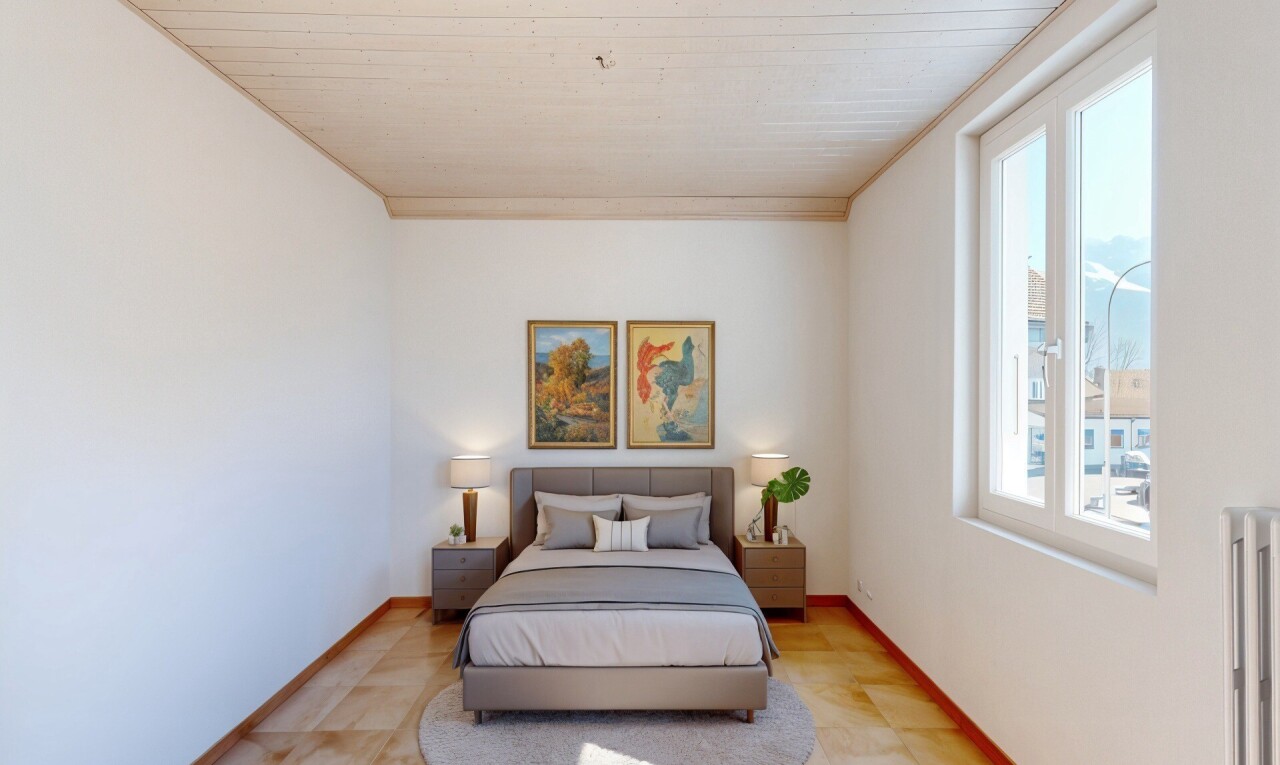 chambre avec drywall, cloison sèche, inside property, natural light, et lumière naturelle