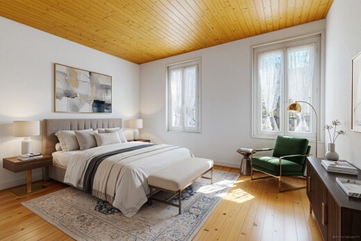 chambre avec hardwood floor, inside property, sol en finition bois, wood finish floor, et light floor