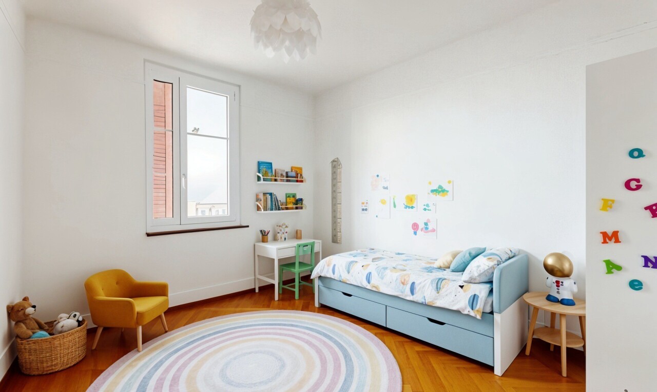 chambre avec cloison sèche, drywall, inside property, sol en finition bois, et wood finish floor