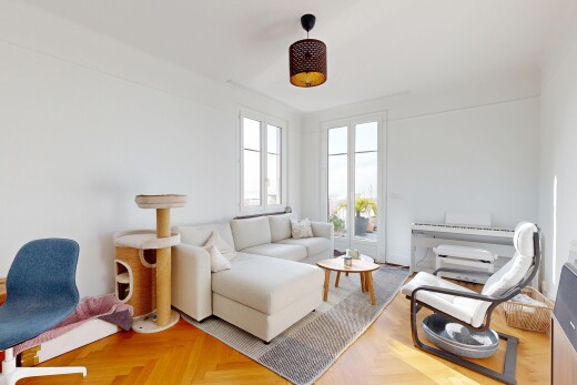 salon avec parquet floor, sol en finition bois, wood finish floor, inside property, et cloison sèche