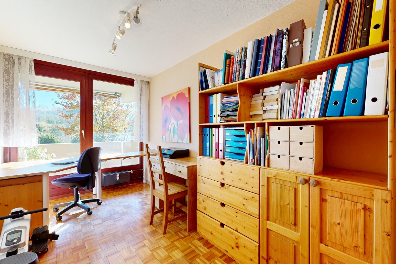 office space featuring track lighting