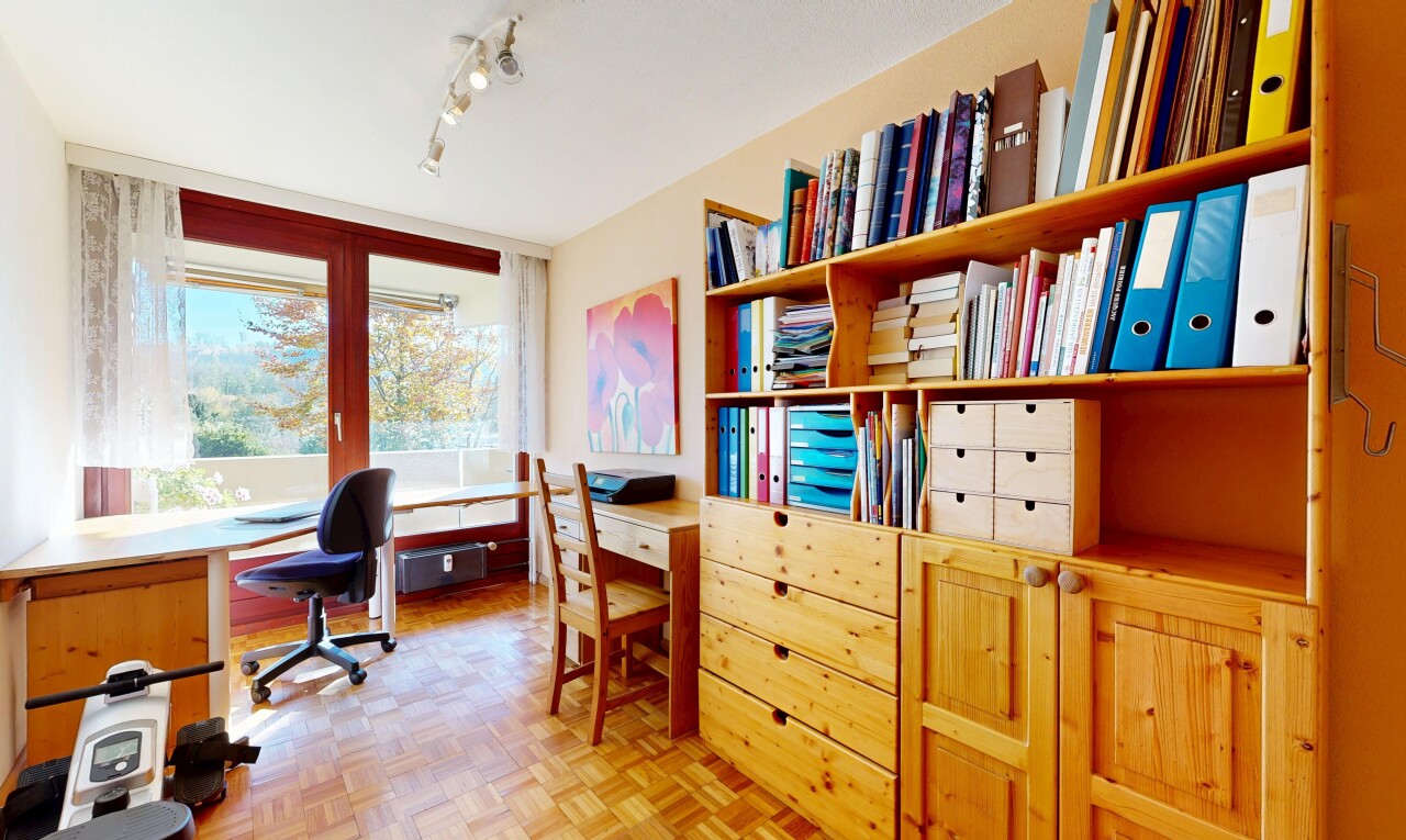 office space featuring track lighting