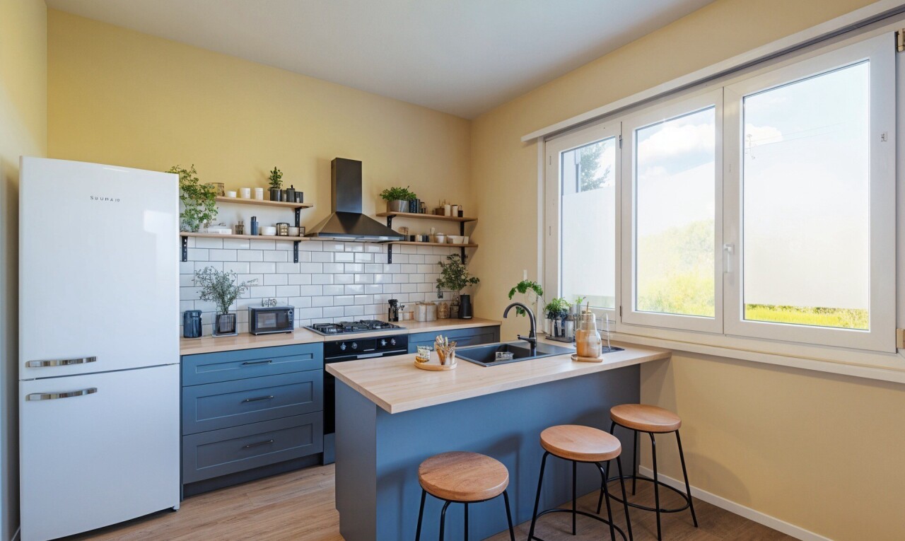 cuisine avec armoires marron clair, four, dosseret, backsplash, et inside property