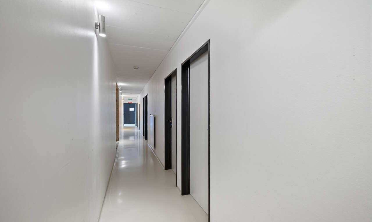 couloir avec sol en béton et cloison sèche