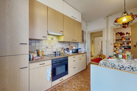 küche mit ofen, inside property, küchenrückwand beim Herd, küchenrückwand beim herd, und pendelleuchte