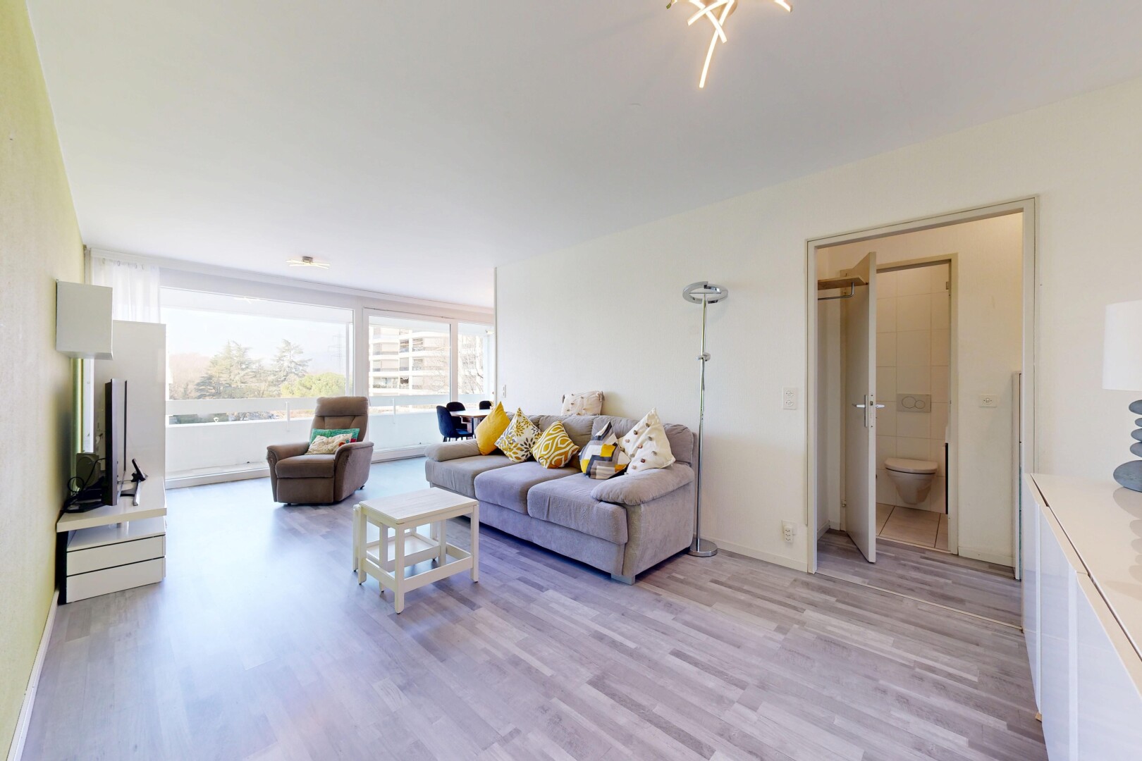 living room with light wood-style flooring