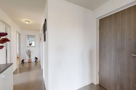 couloir avec cloison sèche, drywall, et inside property