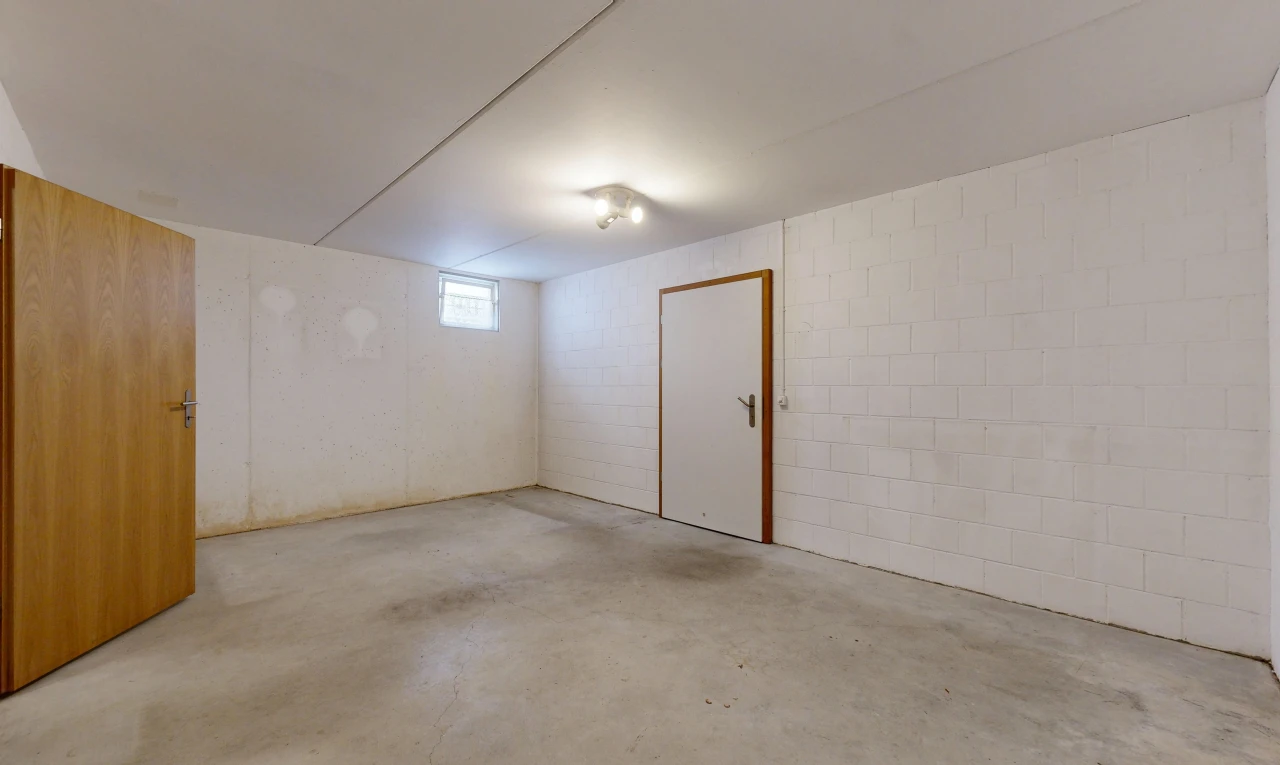 leerer raum mit keller, concrete floor, betonboden, natürliches licht, und concrete block wall