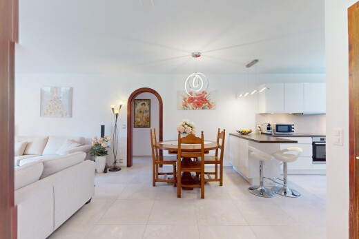 salon / salle à manger avec passages en arc et cloison sèche