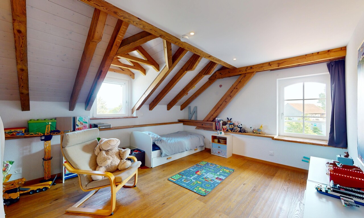 room / bedroom with multiple windows, wood finished floors, and recessed lighting