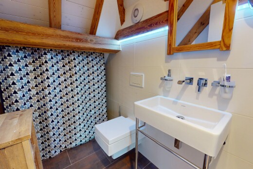 bathroom with vanity and tile patterned floors