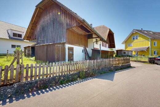 outdoor house with a residential view and a barn