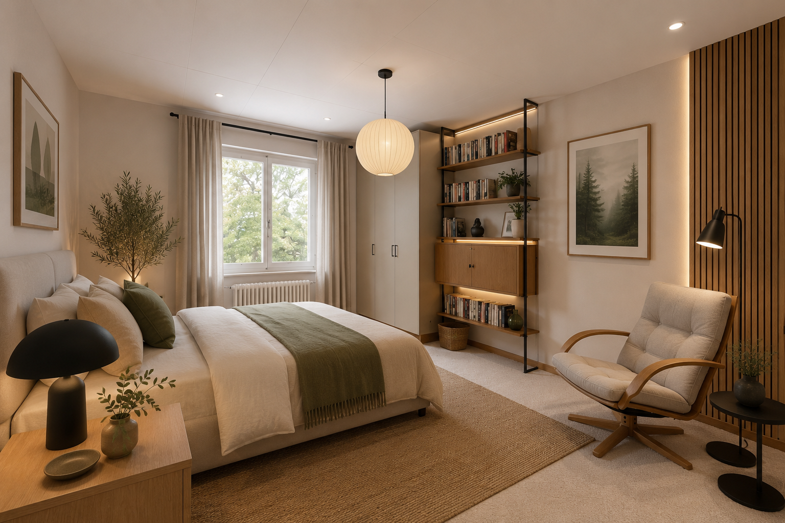chambre avec carpet, moquette, lumière naturelle, radiateur, et inside property