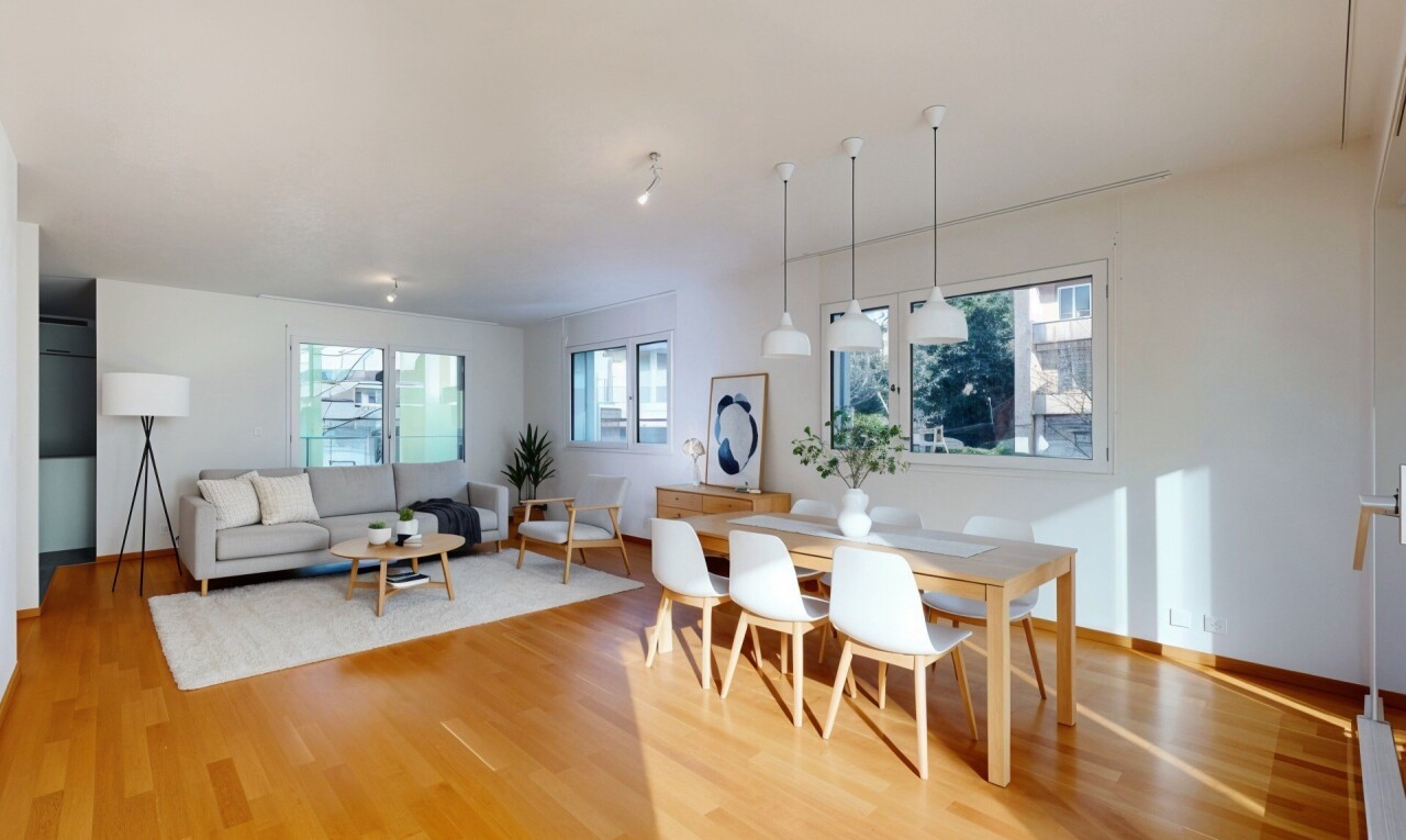 living area with light wood-style flooring