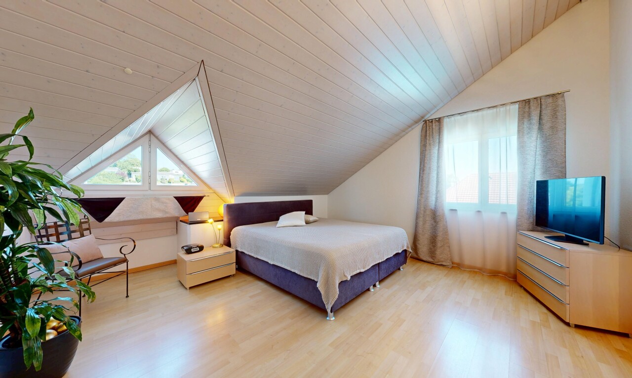 zimmer / schlafzimmer mit zusätzliches zimmer, dachschräge, vaulted ceiling, natürliches licht, und natural light