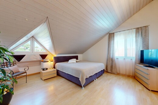 zimmer / schlafzimmer mit zusätzliches zimmer, dachschräge, vaulted ceiling, natürliches licht, und natural light