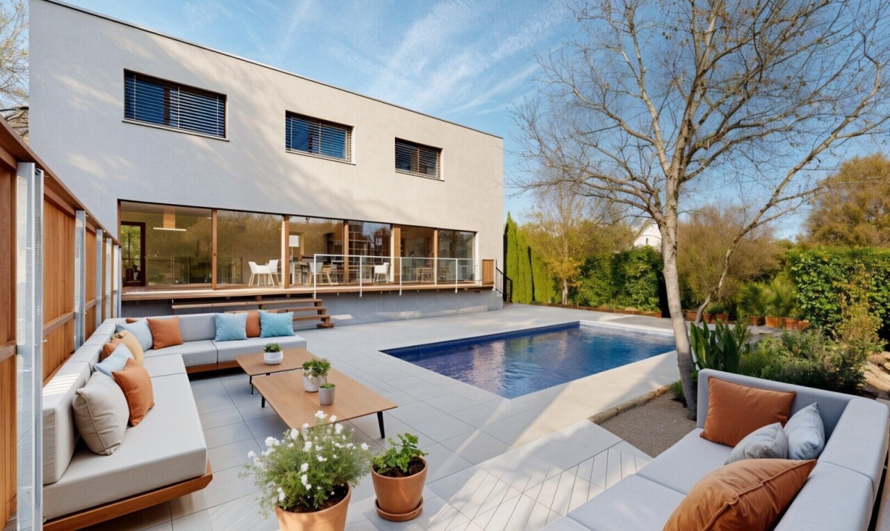 piscine avec terrasse, piscine, from property, et day time