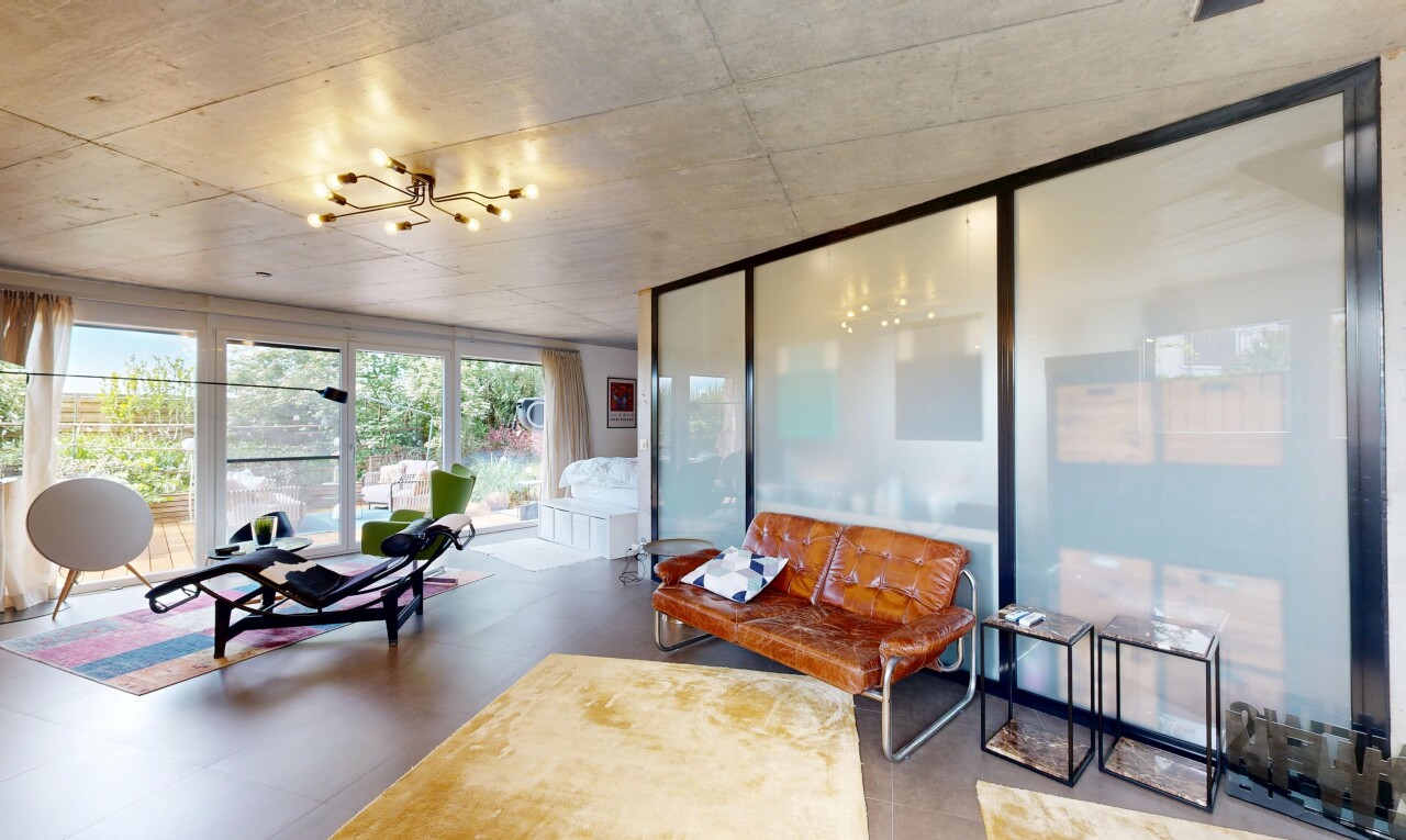 living room featuring expansive windows