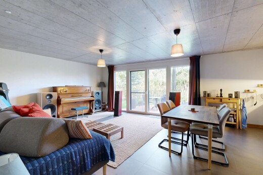 living / dining area with wood ceiling