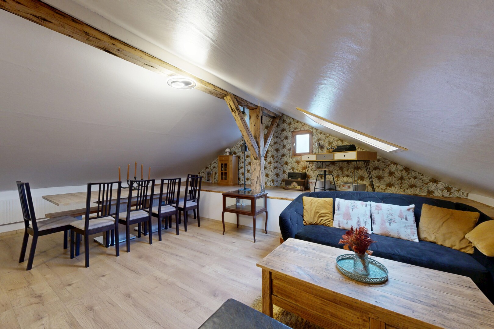 living / dining area featuring wood finished floors