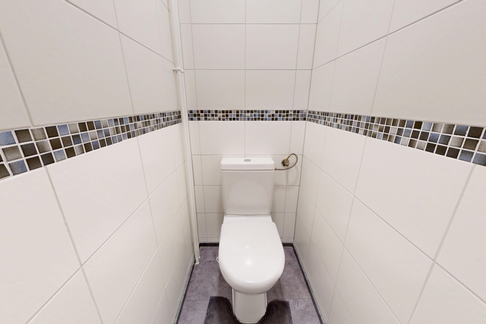 salle de bains avec toilette, inside property, tile wall, mur en carrelage, et cabinet de toilette