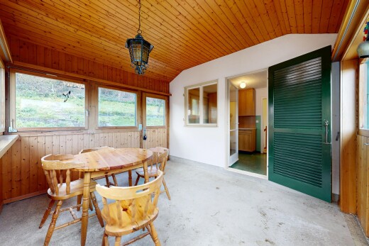 esszimmer mit dachschräge, vaulted ceiling, natürliches licht, natural light, und holzdecke