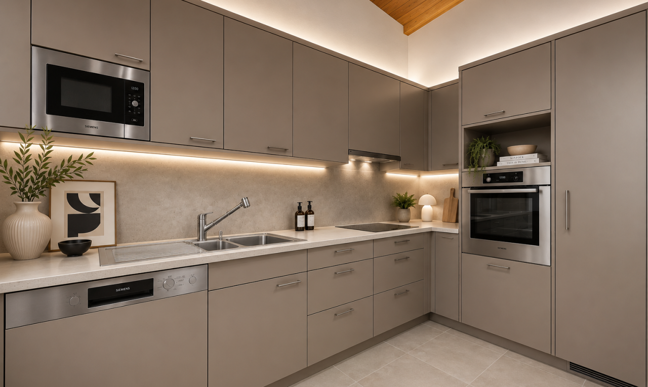 küche mit white cabinets, weiße schränke, light floor, ofen, und geschirrspülmaschine