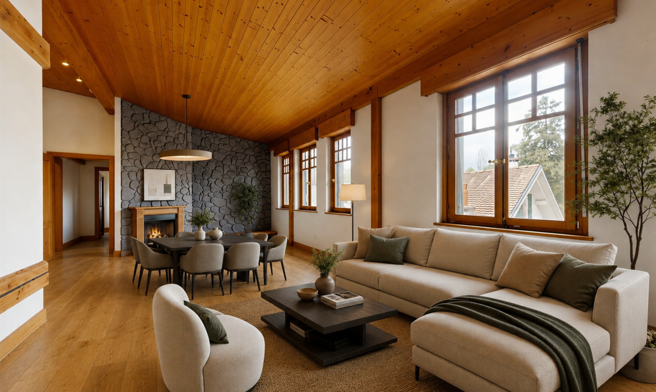 wohn- / esszimmer mit gipskartonwand, drywall, inside property, natürliches licht, und natural light