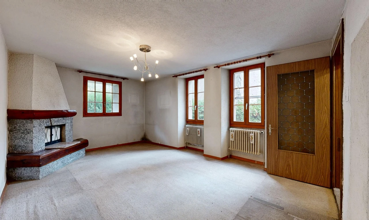 salon avec radiateur, lumière naturelle, moquette, carpet, et inside property