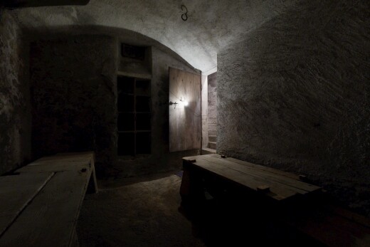 cave avec étagères intégrées
