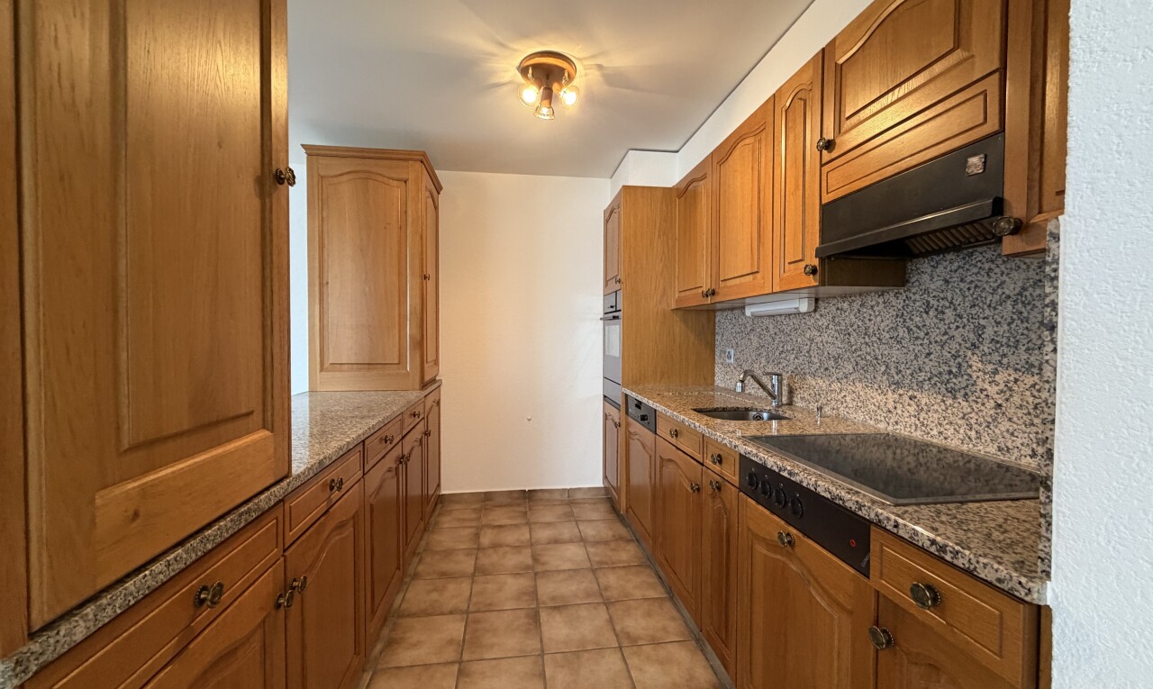 cuisine avec arched cabinets, armoires en arc, stone countertops, plans de travail en pierre, et raised cabinets