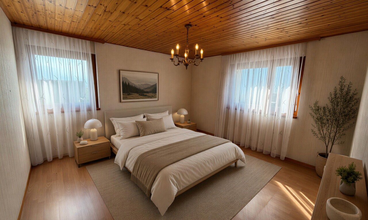 pièce vide avec wood finish floor, sol en finition bois, lumière naturelle, wood ceiling, et plafond en bois