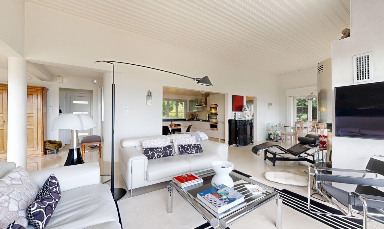 salon avec inside property, natural light, lumière naturelle, télévision, et drywall