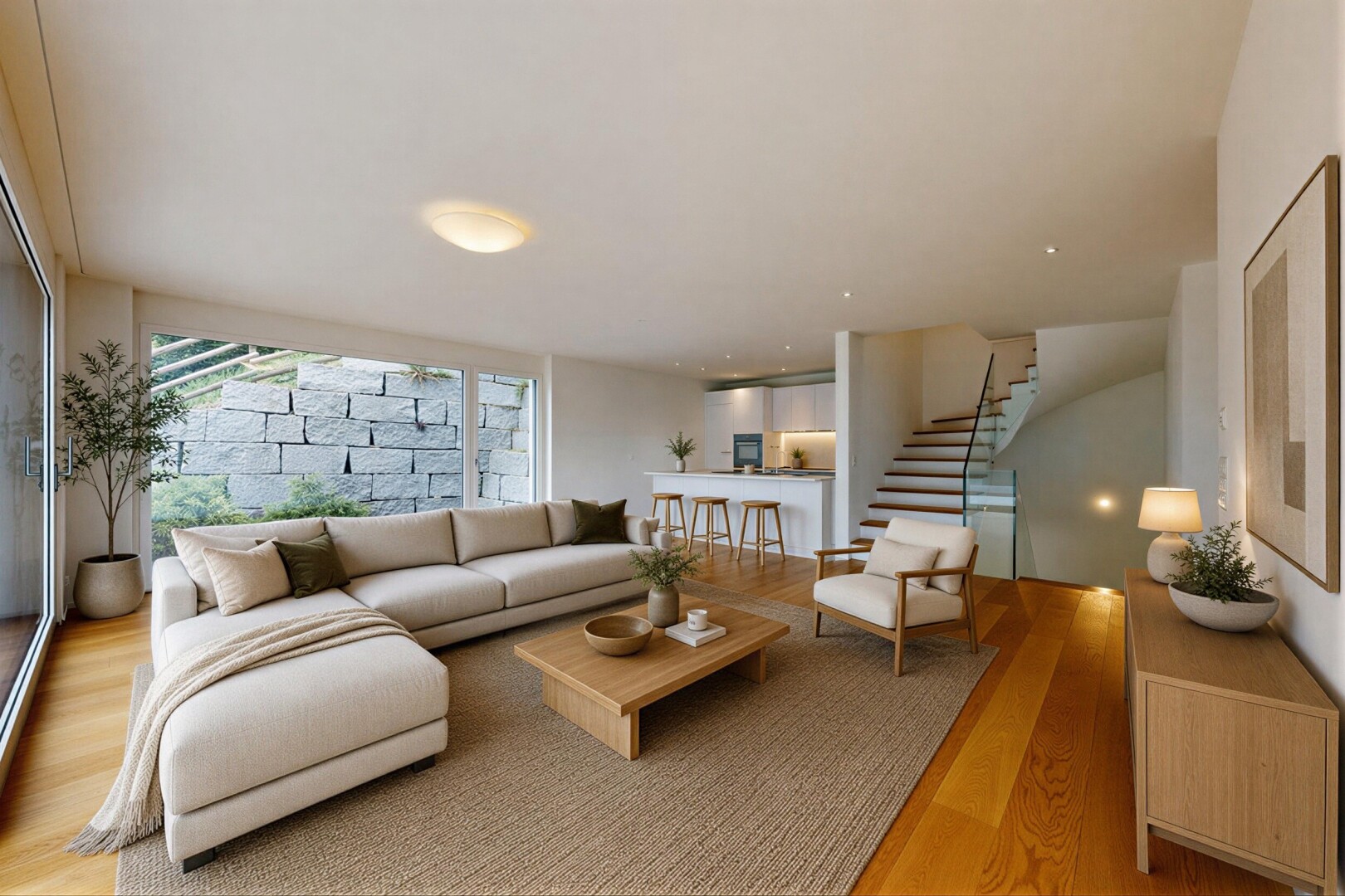 leerer raum mit treppen, drywall, gipskartonwand, inside property, und wood finish floor
