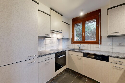 kitchen featuring black appliances, backsplash, ventilation hood, dark tile patterned floors, and white cabinets