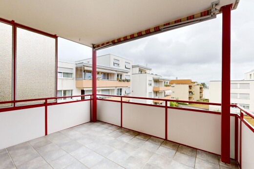 terrasse mit overcast, from property, view focus, und apartment complex view