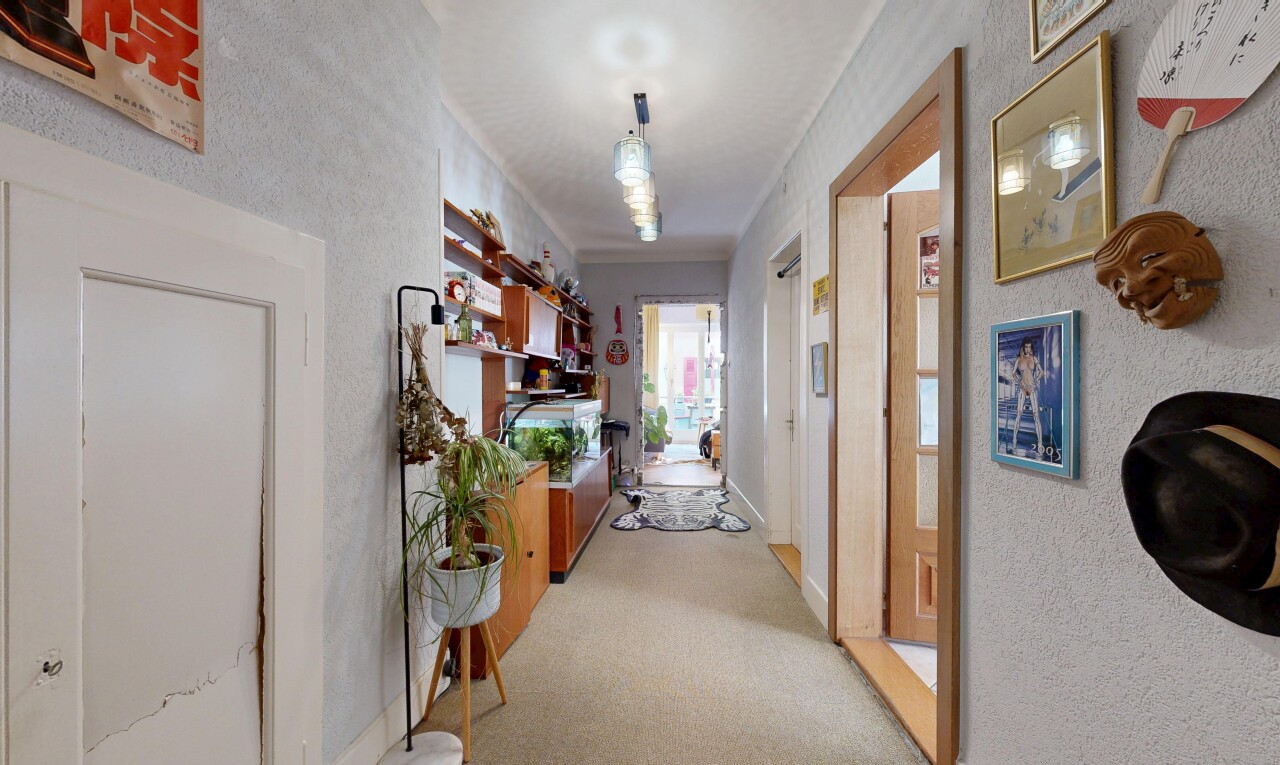 couloir avec light floor, inside property, lumière naturelle, natural light, et moquette