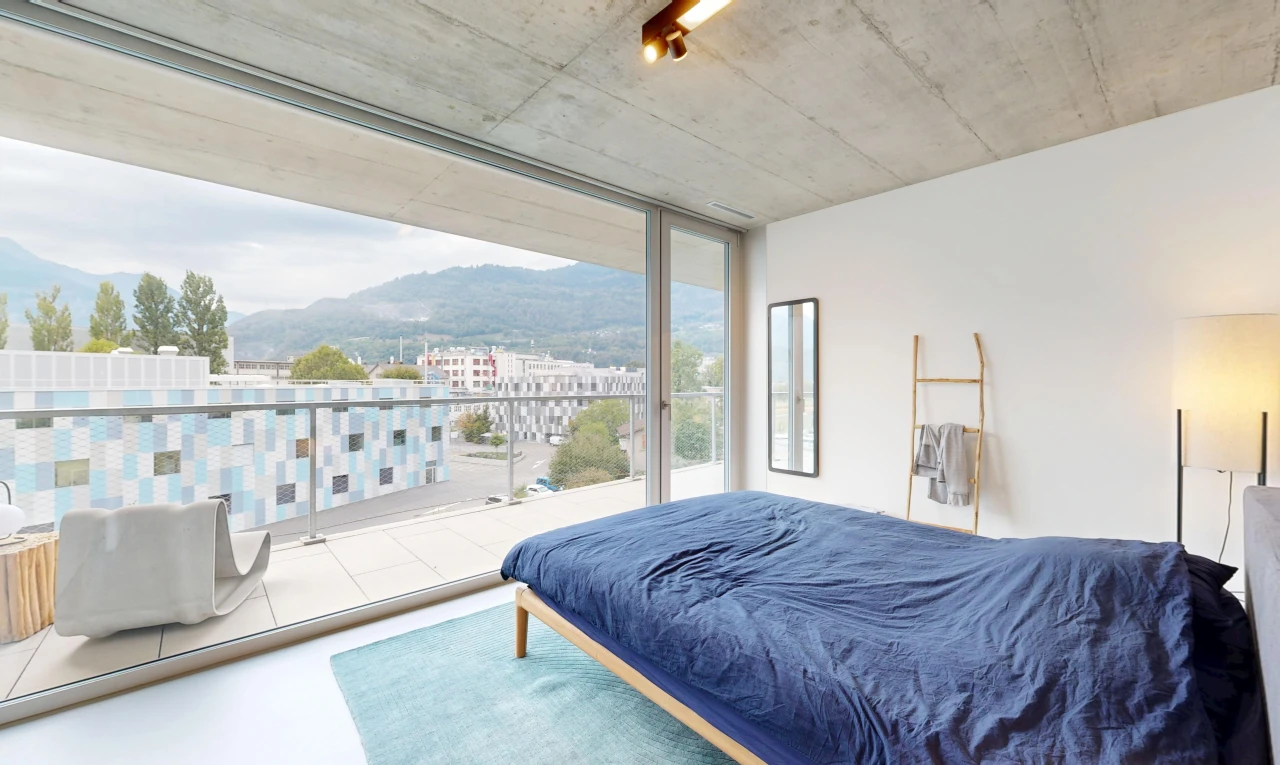 chambre avec vue sur la montagne, mountain view, cloison sèche, drywall, et view focus