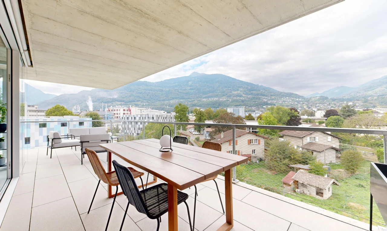 terrasse avec vue sur la montagne, mountain view, et view focus