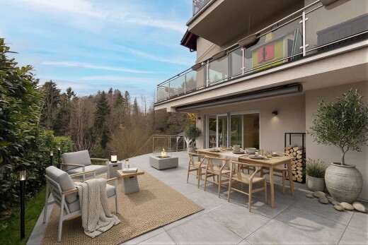 terrasse mit feuerstelle, from property, essbereich im freien, balkon, und day time