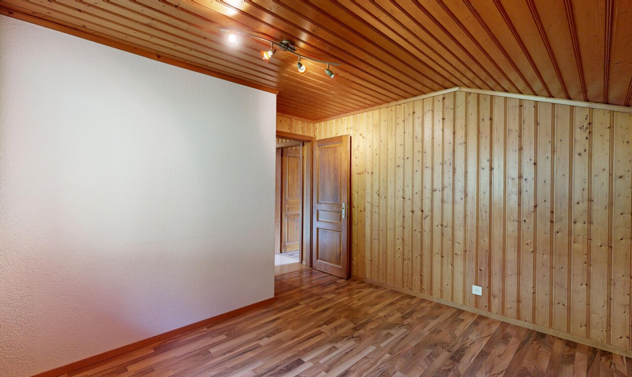 leerer raum mit deckenbeleuchtung, holzwand, wood wall, holzfußboden, und wood finish floor
