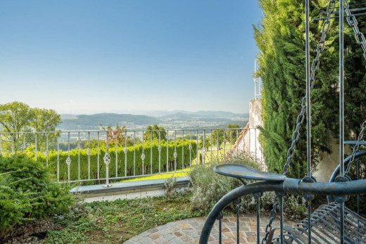garten mit blick auf die berge und terrasse