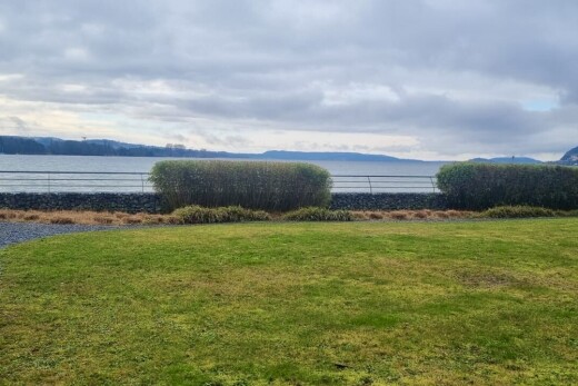 seesicht mit seesicht, water view, lake view, overcast, und zaun