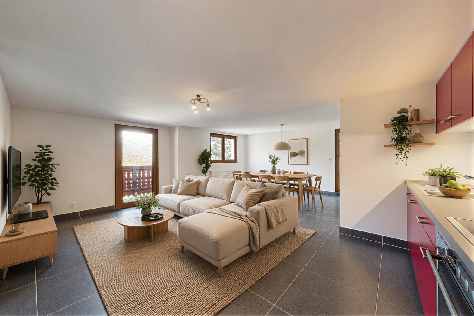 wohn- / esszimmer mit drywall, gipskartonwand, natural light, natürliches licht, und inside property