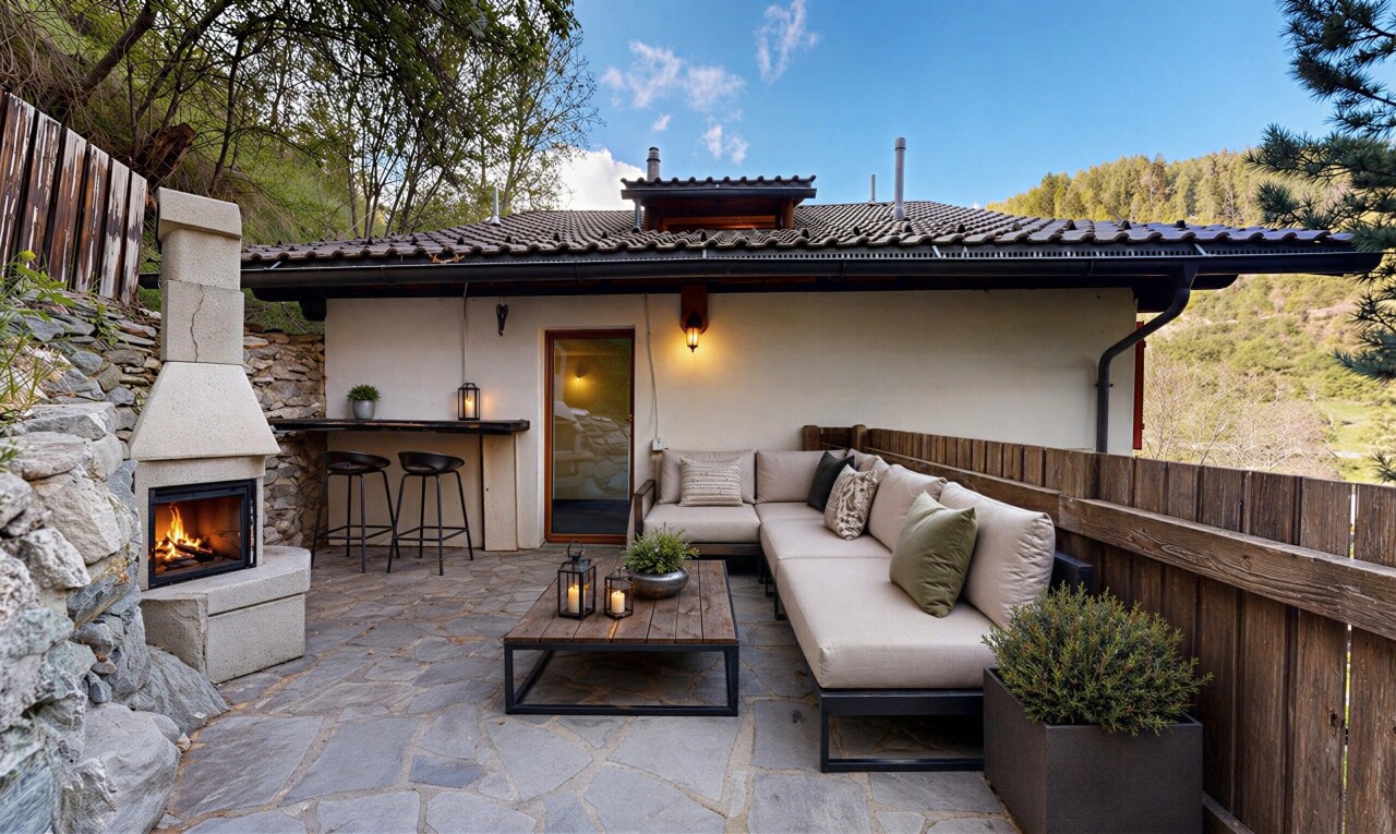 terrasse mit außenbar, terrasse, from property, zaun, und day time