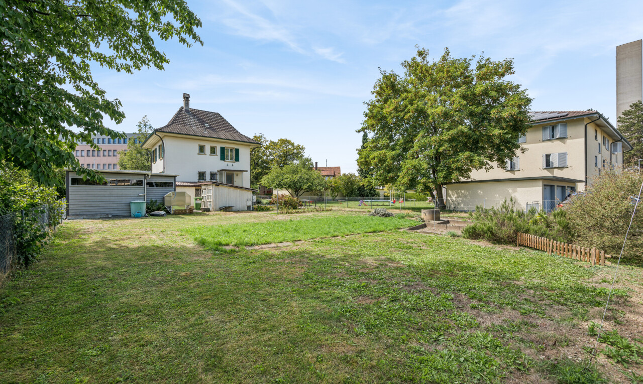 garden with oil tank