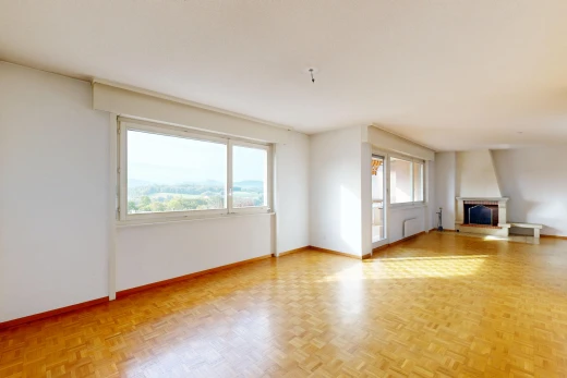 leerer raum mit gipskartonwand, drywall, holzfußboden, wood finish floor, und kamin