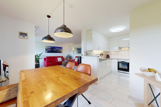 dining area featuring light tile patterned flooring