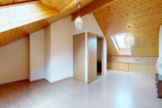 leerer raum mit zusätzliches zimmer, holzdecke, wood ceiling, dachfenster, und inside property